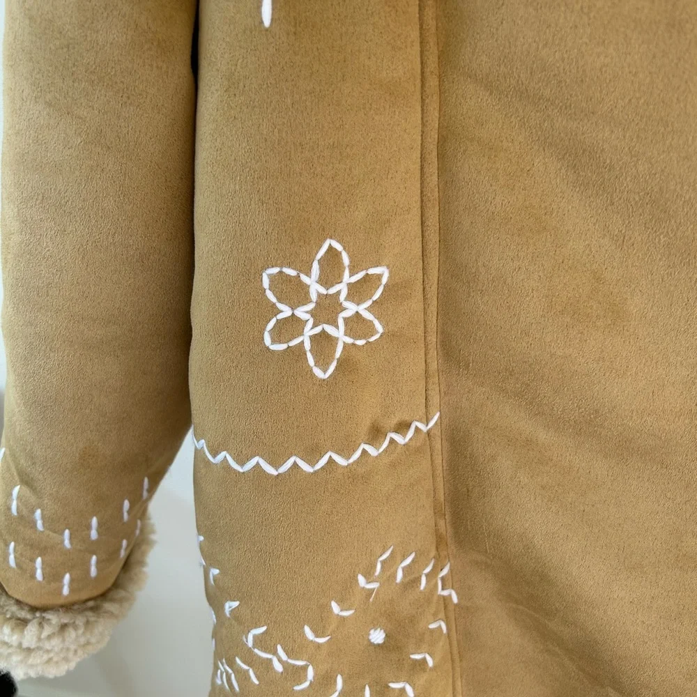NWT $298 Driftwood Sundance Faux Suede Embroidered Coat S/M - Picture 5 of 8